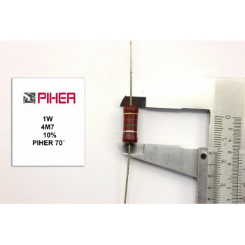 VINTAGE PIHER RESISTOR. 1W 4M7 10% *1 PC* NEW ORIGINAL 1970´S+