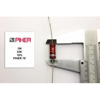 VINTAGE PIHER RESISTOR. 1W 33K 10% *1 PC* NEW ORIGINAL 1970´S+ RC684