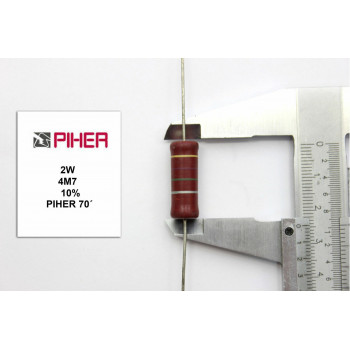 VINTAGE PIHER RESISTOR. 2W 4M7 4,7M 10% *1 PC* NEW ORIGINAL 1970´S+