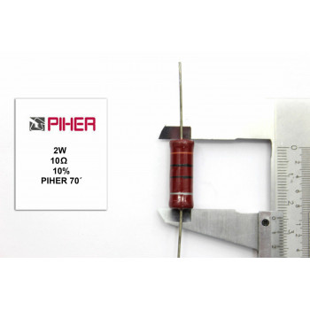 VINTAGE PIHER RESISTOR. 2W 10Ohm 10R 10% *1 PC* NEW ORIGINAL 1970´S+