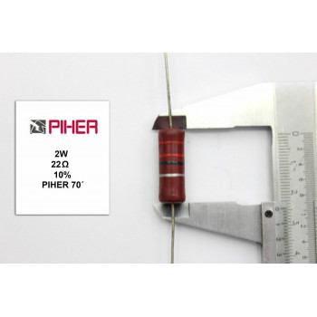 VINTAGE PIHER RESISTOR. 2W 22Ohm 22R 10% *1 PC* NEW ORIGINAL 1970´S+