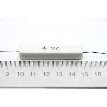 CEMENTED CERAMIC RESISTOR 27 OHM 10W DH AXIAL NOS (New Old Stock) *1PC* U128 2