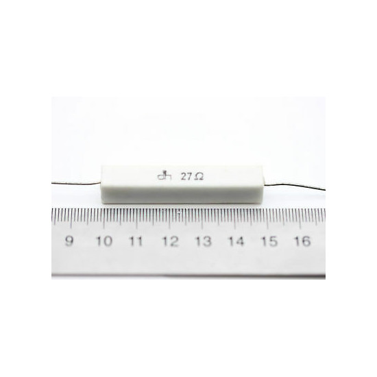 CEMENTED CERAMIC RESISTOR 27 OHM 10W DH AXIAL NOS (New Old Stock) *1PC* U128