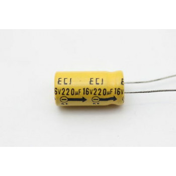 ELECTROLYTIC CAPACITOR ECI 220uF 16V NOS (NEW OLD STOCK) 1PC. CA74U1F240718