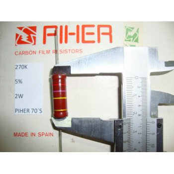 VINTAGE PIHER RESISTOR. 2W 270K 5% *1 PC* NEW ORIGINAL 1970´S+ C939