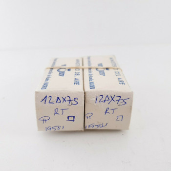 2 X 12AX7S RT TUBE. DUAL SOLID GETTER MESH ON TOP. 1950s. MATCHED PAIR. CQ  ENA