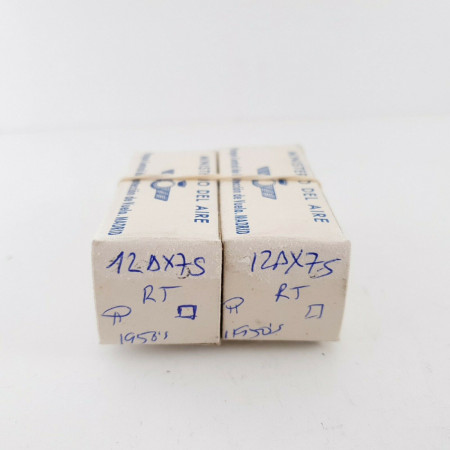 2 X 12AX7S RT TUBE. DUAL SOLID GETTER MESH ON TOP. 1950s. MATCHED PAIR. CQ  ENA