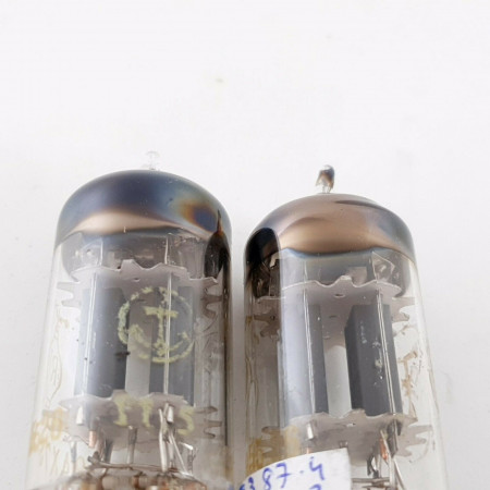 2 X 12AX7S RT TUBE. DUAL SOLID GETTER MESH ON TOP. 1950s. MATCHED PAIR. CQ  ENA