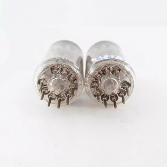 2 X 12AX7S RT TUBE. DUAL SOLID GETTER MESH ON TOP. 1950s. MATCHED PAIR. CQ  ENA