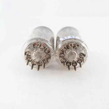 2 X 12AX7S RT TUBE. DUAL SOLID GETTER MESH ON TOP. 1950s. MATCHED PAIR. CQ  ENA