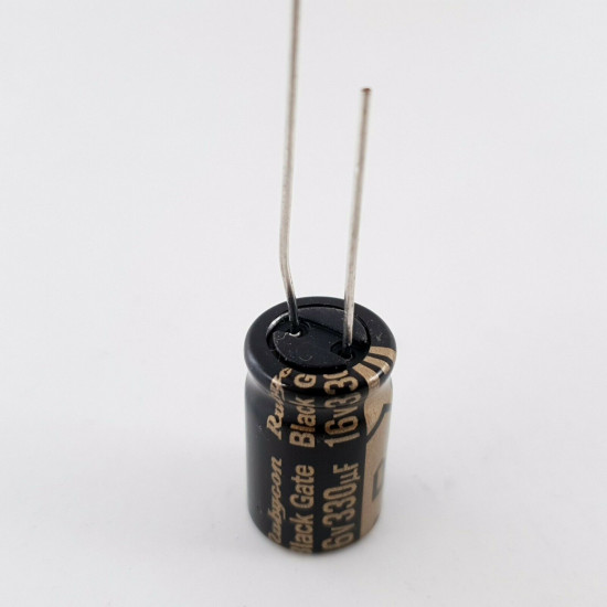 1 X 330uF 16V RUBYCON BLACK GATE. NEW HIGH QUALITY CAPACITORS. 17 CQ  ENA