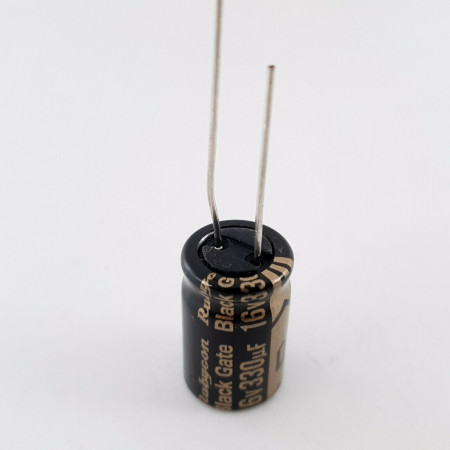 1 X 330uF 16V RUBYCON BLACK GATE. NEW HIGH QUALITY CAPACITORS. 17 CQ  ENA
