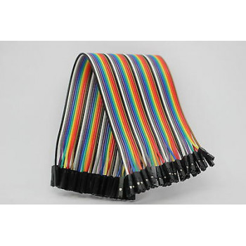 40PCS COLOR DUPONT CABLE. 2.54 mm 1P-1P, 20 cm LONG. FEMALE-FEMALE. FOR ARDUINO.