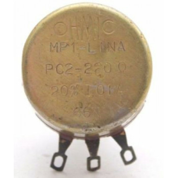 POTENTIOMETER OHMIC 220 OHM 20% LOG W/O ON/OFF NOS 1PC. CA304U1F300617