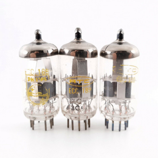 3 X ECC189 TUBE. PHILIPS PRODUCTION. DIMPLE GETTER. USED.  CÑ  ENA