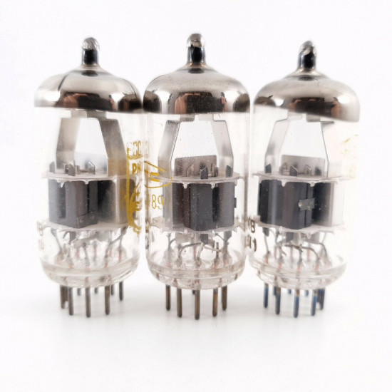 3 X ECC189 TUBE. PHILIPS PRODUCTION. DIMPLE GETTER. USED.  CÑ  ENA
