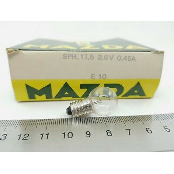BOMBILLA DIAL RADIO BOMBILLITA BULB MAZDA  3,6V 0,45A E10.  RCA30/1U6