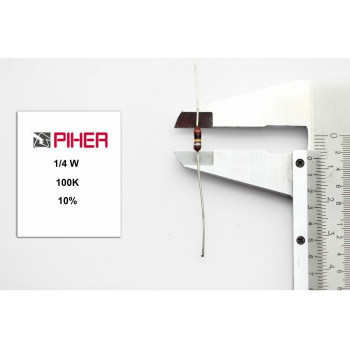 VINTAGE PIHER RESISTOR. 1/4W 100K 10% *3 PC* NOS (New Old Stock)