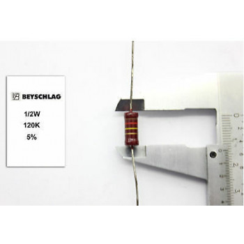 VINTAGE BEYSCHLAG RESISTOR. 1/2W 120K 5% *1 PC* NOS (New Old Stock) C1705