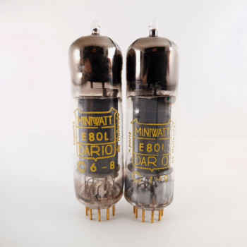 2 X E80L MINIWATT-DARIO TUBE. 1950s PROD. D-G. GOLD PIN. PINCHED WAIST. AA  ENA 2