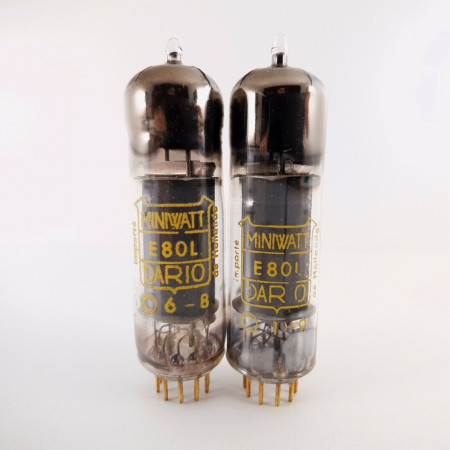 2 X E80L MINIWATT-DARIO TUBE. 1950s PROD. D-G. GOLD PIN. PINCHED WAIST. AA  ENA