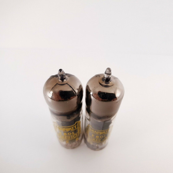 2 X E80L MINIWATT-DARIO TUBE. 1950s PROD. D-G. GOLD PIN. PINCHED WAIST. AA  ENA