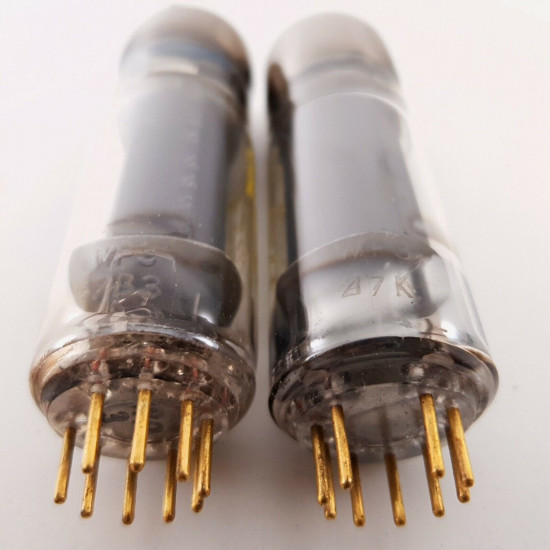 2 X E80L MINIWATT-DARIO TUBE. 1950s PROD. D-G. GOLD PIN. PINCHED WAIST. AA  ENA