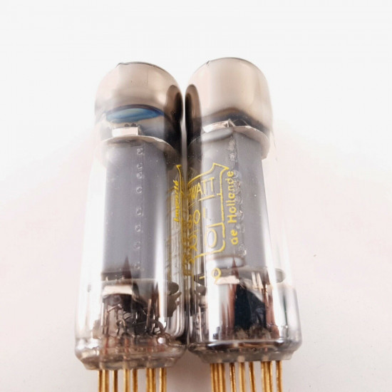 2 X E80L MINIWATT-DARIO TUBE. 1950s PROD. D-G. GOLD PIN. PINCHED WAIST. AA  ENA