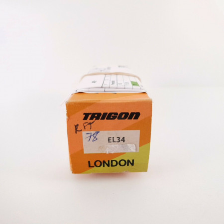 1 X EL34 / 6CA7 RFT TUBE. TRIGON BRANDED. GREY PLATES. NOS/NIB. 78%. AA  ENA