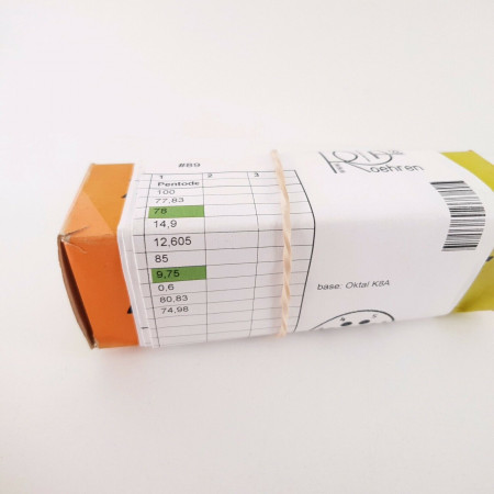 1 X EL34 / 6CA7 RFT TUBE. TRIGON BRANDED. GREY PLATES. NOS/NIB. 78%. AA  ENA