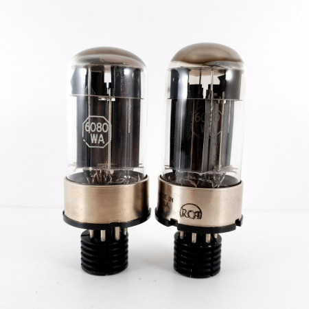 2 X JAN CRC 6080WA TUBE. RCA BRAND. BLACK PLATES. MATCHED PAIR CÑ  ENA