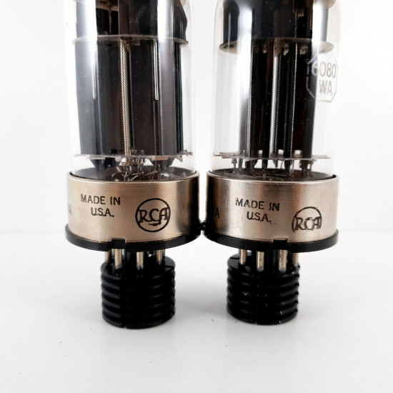 2 X JAN CRC 6080WA TUBE. RCA BRAND. BLACK PLATES. MATCHED PAIR CÑ  ENA